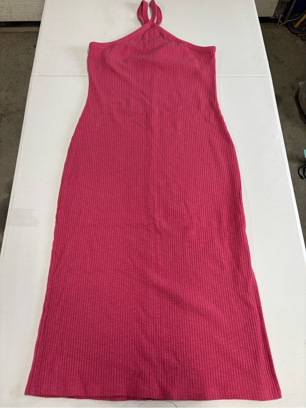 Old Navy Hot Pink Ribbed Halter Maxi Dress